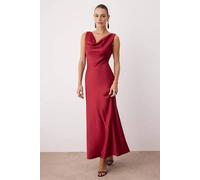 Wovcor Satin Cowl Neck Maxi Dress In Red Red