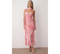 WOVCOR Scarf Detail Tulle Maxi Knit Dress - Pink - 8