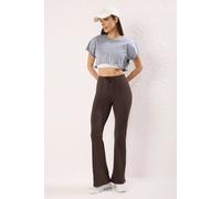 Wovcor Seam Detail Drawstring Flared Scuba Knit Joggers In Brown Brown L