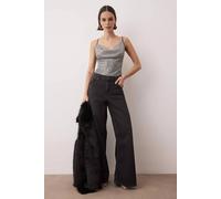 Wovcor Sequin Cowl Neck Strappy Bodysuit In Grey Grey