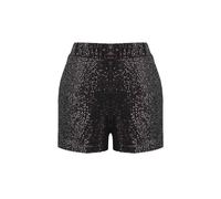 Wovcor Sequin High-Waist Elasticated Mini Shorts In Black Black