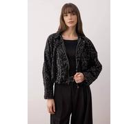 Wovcor Sequin Zip Through Jacket In Black Black S