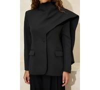 WOVCOR Shawl Collar Regular Fit Woven Lined Padded Blazer Jacket - Black - 6