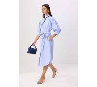Wovcor Shawl Neck Balloon Sleeve Maxi Shirt Dress In Blue Blue