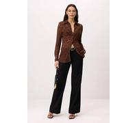 Wovcor Sheer Lace Button Front Slim Fit Party Shirt In Brown Brown