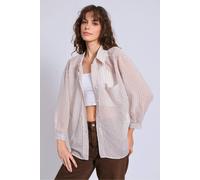 Wovcor Sheer Stripe Shirt With Relaxed Fit In Brown Brown L