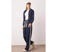 Wovcor Side Stripe Wide Leg Drawstring Scuba Joggers In Navy Navy
