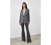 Wovcor Single-Breasted Tailored Woven Blazer Jacket In Grey Grey