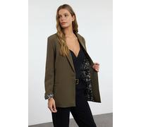 Wovcor Single-Breasted Tailored Woven Blazer Jacket In Khaki Khaki