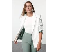 Wovcor Single-Breasted Tailored Woven Blazer Jacket In White White 12