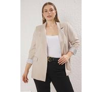 Wovcor Single Button Tailored Classic Blazer Jacket In Beige Beige