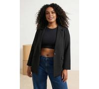 Wovcor Single Button Tailored Classic Blazer Jacket In Black Black