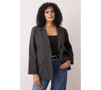 Wovcor Single Button Tailored Pocket Detail Blazer Jacket In Dark Grey Dark Grey