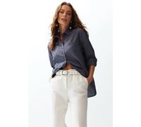 Wovcor Single Pocket Boyfriend Cotton Woven Shirt In Dark Grey Dark Grey