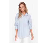 Wovcor Single Pocket Boyfriend Cotton Woven Shirt In Light Blue Light Blue 8