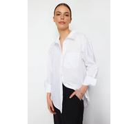 Wovcor Single Pocket Boyfriend Cotton Woven Shirt In White White 8