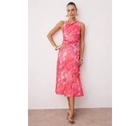 Wovcor Sleeveless Cowl Neck Printed Satin Midi Dress Multi