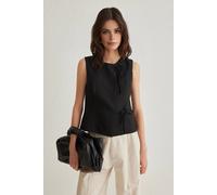 Wovcor Sleeveless Tie-Front Crepe Top In Black Black 8