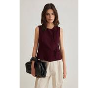Wovcor Sleeveless Tie-Front Crepe Top In Burgundy Burgundy 8