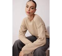 Wovcor Soft Cotton Relaxed Fit Crew Neck Knit Jumper In Stone Stone