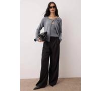 Wovcor Soft Knit Boat Neck Cardigan And Top Co-Ord Set In Grey Grey