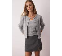 Wovcor Soft Knit Ribbed Cami And Long Sleeve Cardigan Set In Grey Grey