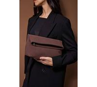 Wovcor Soft Suede Foldover Clutch Bag In Brown Brown One Size