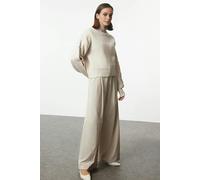 WOVCOR Soft Textured Button Detailed Knit Sweater - Stone - S