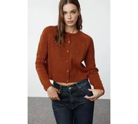 Wovcor Soft Textured Button Front Knit Cardigan In Burnt Orange Burnt Orange