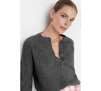 Wovcor Soft Textured Button Front Knit Cardigan In Dark Grey Dark Grey