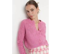 Wovcor Soft Textured Button Front Knit Cardigan In Pink Pink