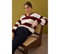 WOVCOR Soft Textured Color Blocking Knit Sweater - Burgundy - S