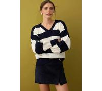 WOVCOR Soft Textured Color Blocking Knit Sweater - Navy - S