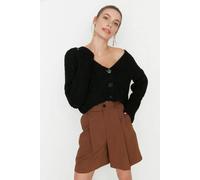 WOVCOR Soft Textured Crop Knit Cardigan - Black - S