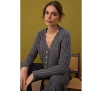 Wovcor Soft Textured Crop Knit Cardigan With Pearl Buttons In Grey Grey