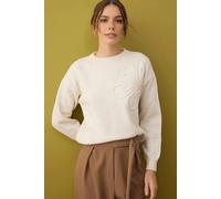 WOVCOR Soft-Textured Floral Patterned Knit Sweater - Stone - M