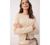 Wovcor Soft Textured Knit Cardigan With Button Detail In Beige Beige