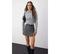WOVCOR Soft Textured Knit Cardigan with Zipper Detail - Grey - S