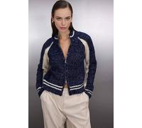 Wovcor Soft Textured Knit Cardigan With Zipper Detail In Navy Navy
