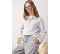 Wovcor Soft-Textured Knit Sweater With Hair Knitting Detail In Grey Grey M
