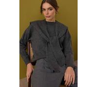 Wovcor Soft Textured Knit Sweater With Shawl Detail In Grey Grey M