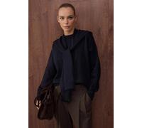 Wovcor Soft Textured Knit Sweater With Shawl Detail In Navy Navy S