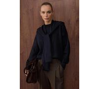 WOVCOR Soft Textured Knit Sweater with Shawl Detail - Navy - M