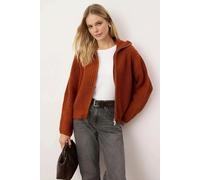 WOVCOR Soft-Textured Oversize Knit Cardigan with Zipper Detail - Terracotta - S