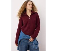 Wovcor Soft Textured Oversize Zipper-Detail Knit Cardigan In Burgundy Burgundy
