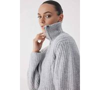 Wovcor Soft Textured Oversize Zipper-Detail Knit Cardigan In Grey Grey S