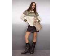 Wovcor Soft Textured Patterned Long Sleeve Knit Sweater In Ecru Ecru