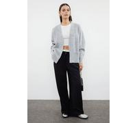 Wovcor Soft Textured Pocket Detailed Knit Cardigan In Grey Grey