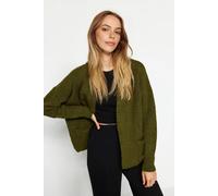 Wovcor Soft Textured Pocket Detailed Knit Cardigan In Khaki Khaki
