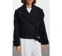 WOVCOR Soft Textured Seasonal Short Cashmere Jacket Coat - Black - 6